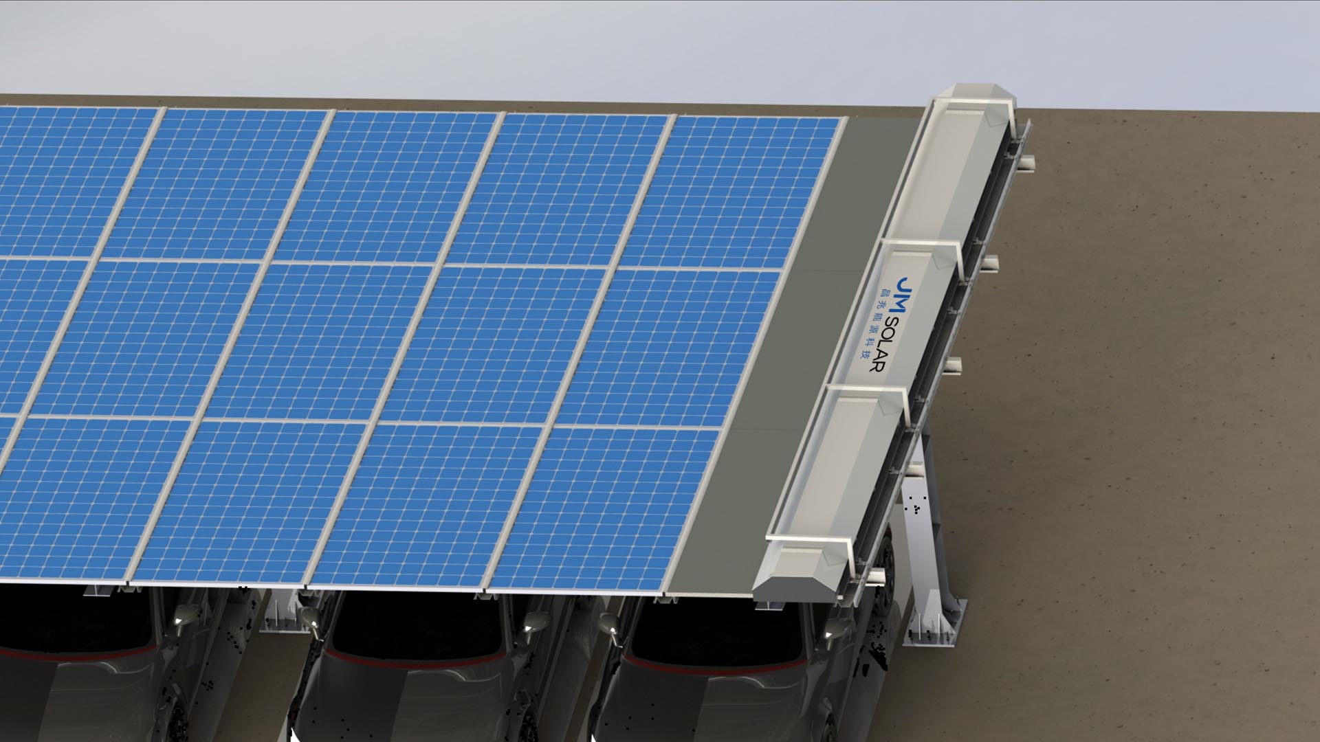 Solar Cleaning mounting system for carport